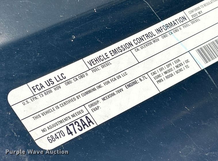 image for item ET6995 2022 RAM 2500 Crew Cab pickup truck