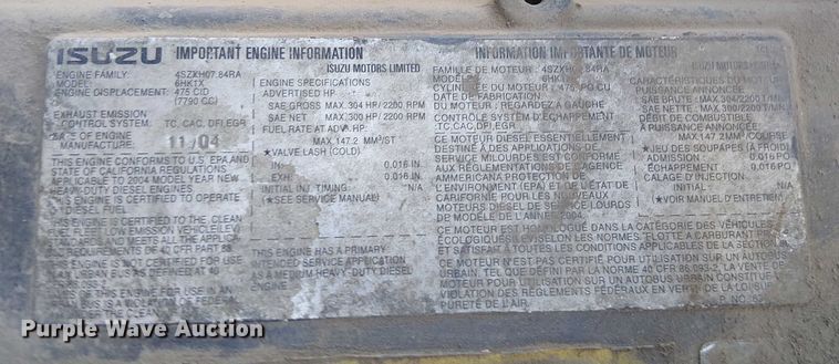 image for item EU2633 2004 GMC T-series street sweeper truck