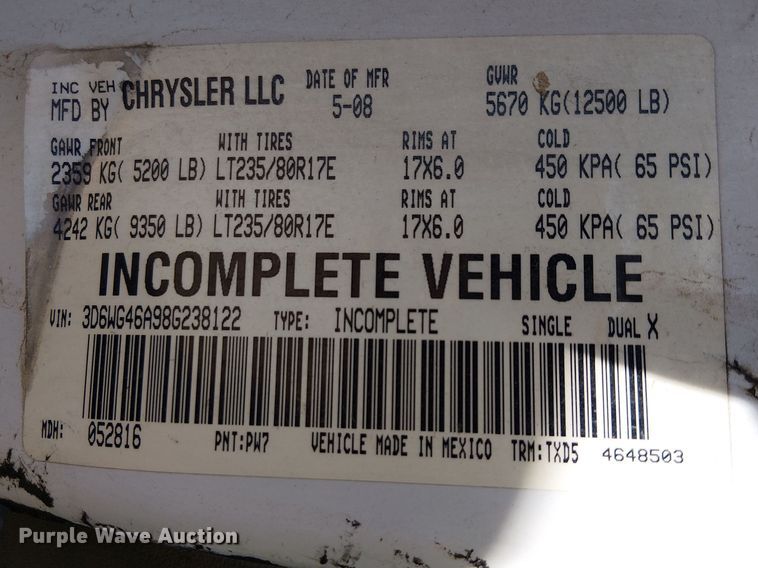 image for item EU2637 2008 Dodge Ram 3500 utility bed pickup truck