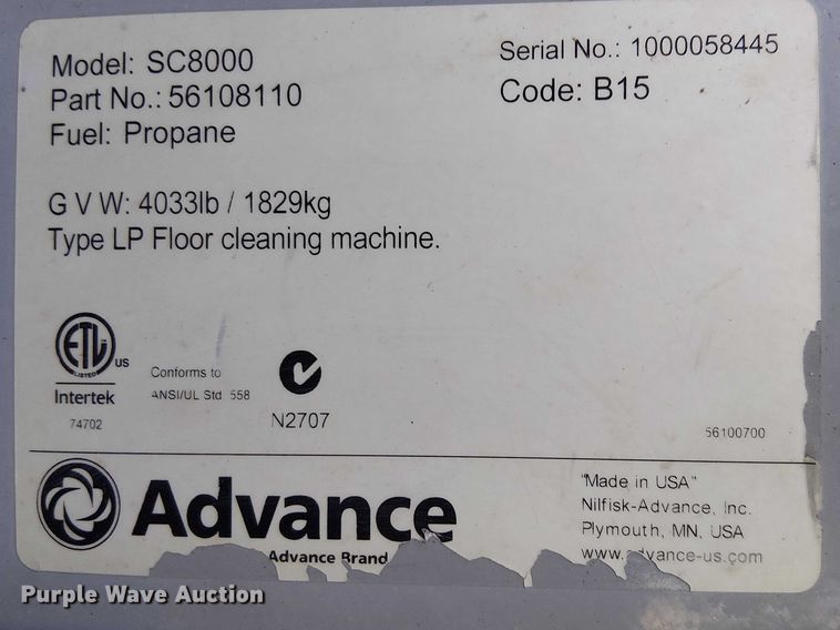 image for item EU2642 2016 NILFISK SC8000 sweeper