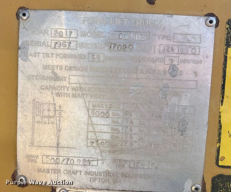 image for item EU4900 Mastercraft MC0811126 forklift