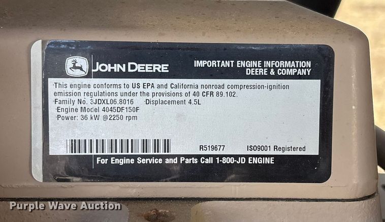 image for item EU4903 2004 Ingersoll Rand P184JD generator