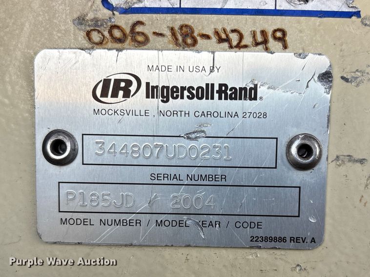 image for item EU4903 2004 Ingersoll Rand P184JD generator