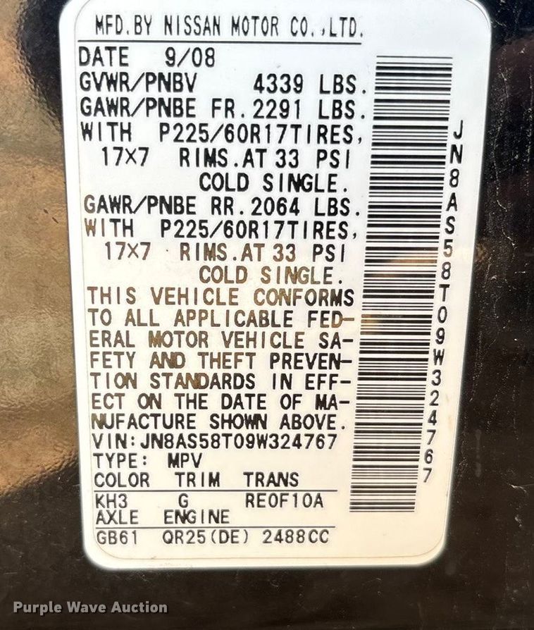 image for item EU4917 2009 Nissan Rogue SUV