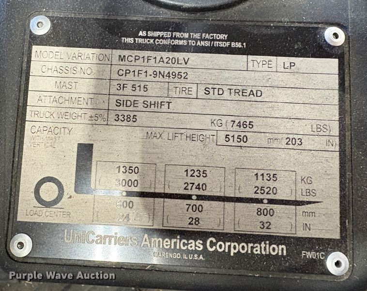 image for item EU8584 2015 Nissan CFS40 forklift
