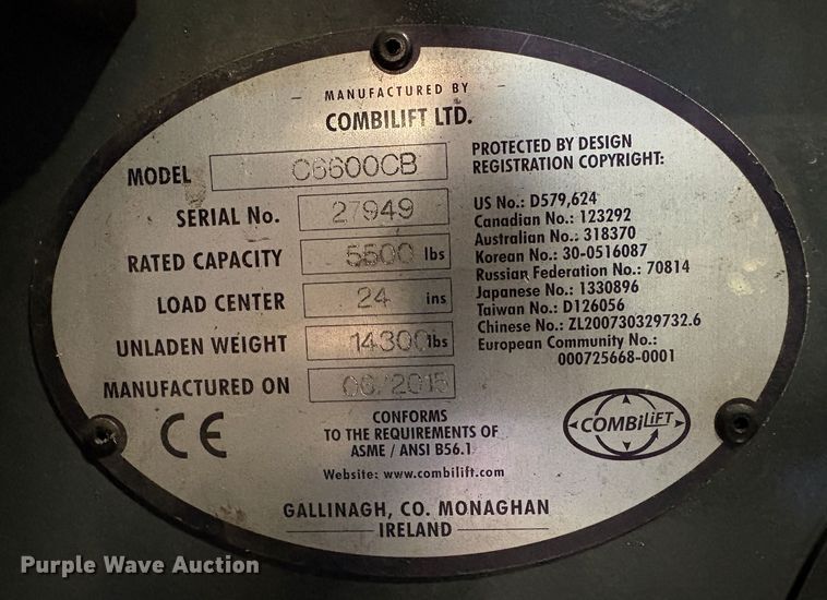 image for item EU8585 2016 CombiLift CB6600 forklift