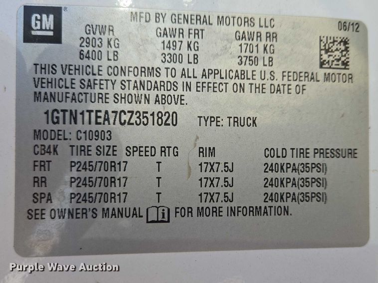 image for item EV5509 2012 GMC Sierra pickup truck