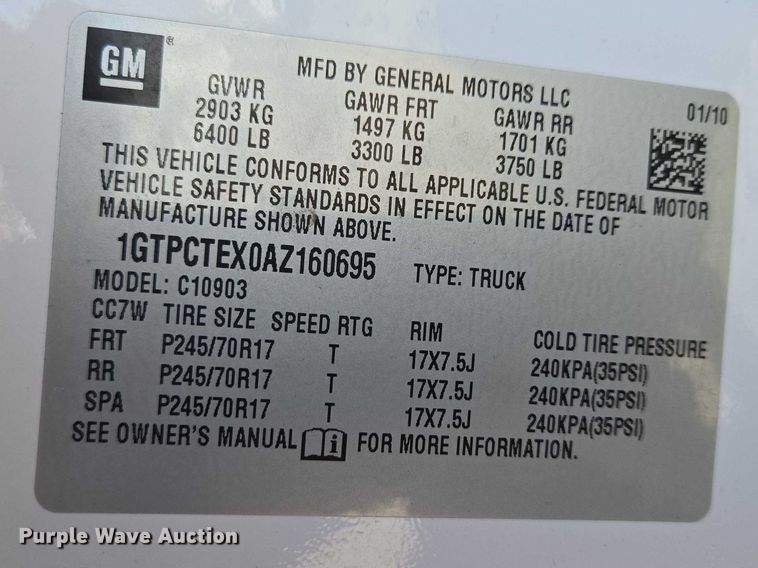 image for item EV5510 2010 GMC Sierra pickup truck