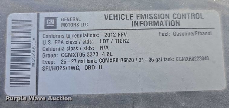 image for item EV5511 2012 GMC Sierra Ext. Cab pickup truck