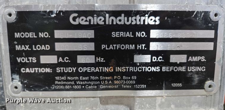 image for item EV5514 Genie PEU-19AC vertical lift