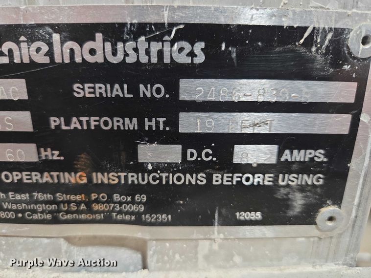 image for item EV5514 Genie PEU-19AC vertical lift