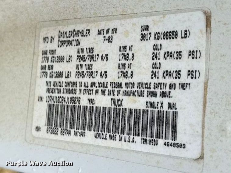 image for item EV7541 2004 Dodge Ram 1500 Ext. Cab pickup truck