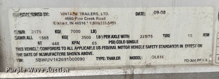 image for item FB0814 2009 Vintage trailers OL816 concession trailer