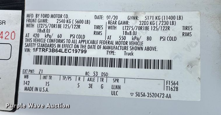 image for item FB3028 2020 Ford F350 Super Duty pickup truck