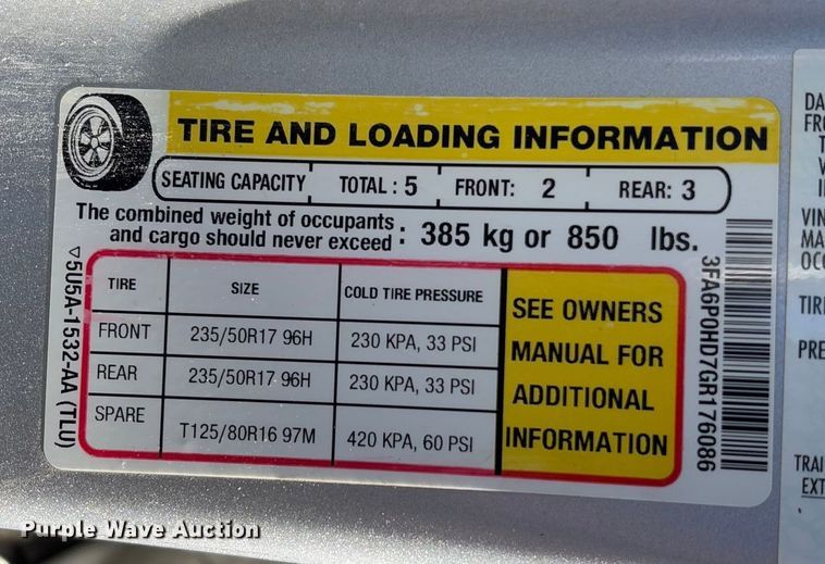 image for item FB3107 2016 Ford Fusion SE 