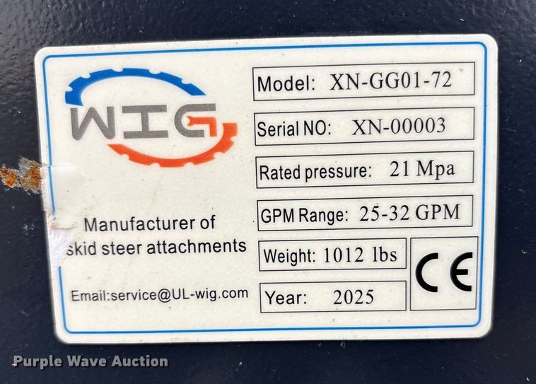 image for item FB3534 2025 WIG XN-GG01-72 skid steer rotary mower