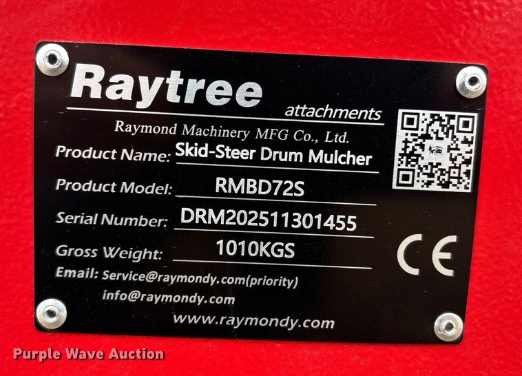 image for item FB3535 2025 Raytree RMBD72S skid steer mulcher