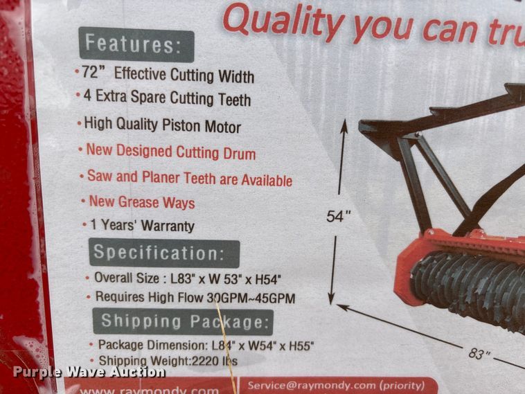 image for item FB3535 2025 Raytree RMBD72S skid steer mulcher