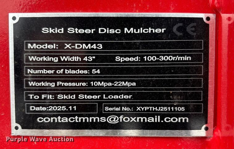 image for item FB3537 2025 Skid steer disc mulcher X-DM43 skid steer brush mower