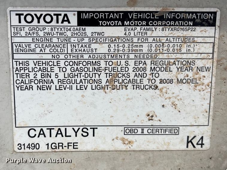 image for item FC1629 2008 Toyota Tacoma Ext. Cab pickup truck