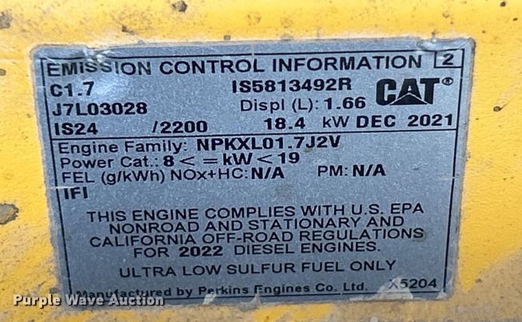 image for item FC5033 2021 Caterpillar C1.7 engine