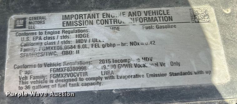 image for item FC5065 2015 GMC Sierra 3500HD Ext. Cab utility bed pickup truck