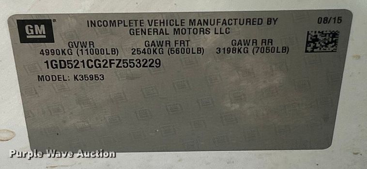 image for item FC5065 2015 GMC Sierra 3500HD Ext. Cab utility bed pickup truck