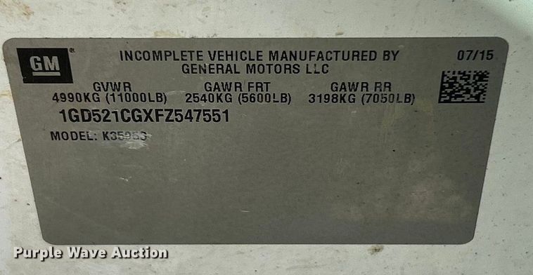 image for item FC5066 2015 GMC Sierra 3500HD Ext. Cab utility bed pickup truck