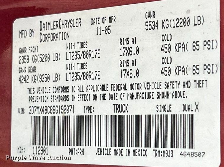 image for item FC5068 2006 Dodge Ram 3500 Ext. Cab utility bed pickup truck