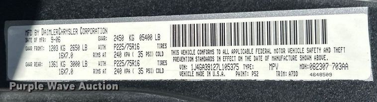 image for item FC5098 2007 Jeep Wrangler SUV