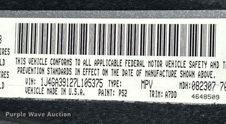 image for item FC5098 2007 Jeep Wrangler SUV