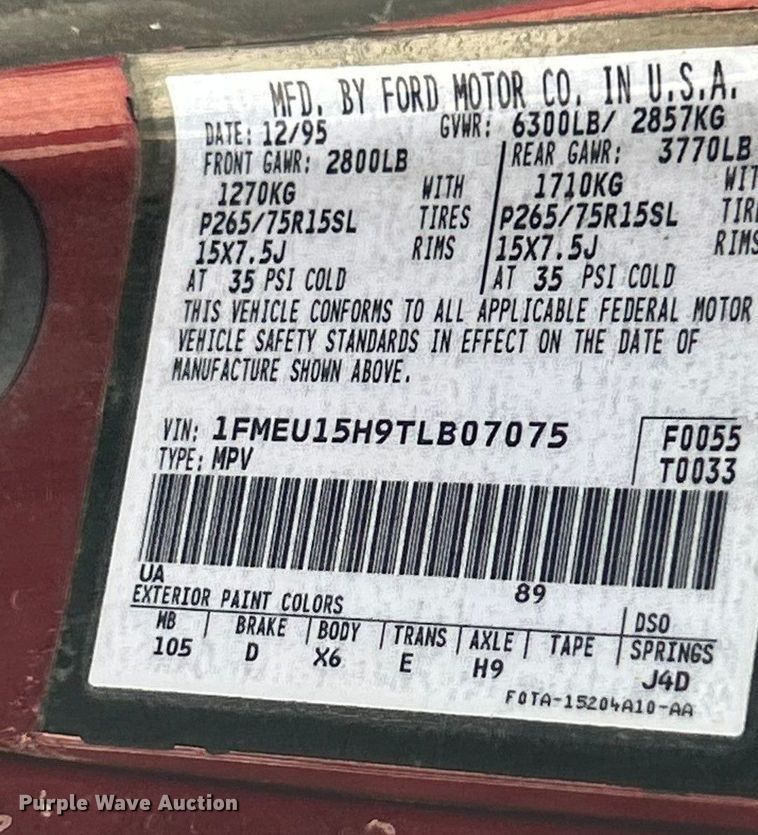 image for item FC5099 1996 Ford Bronco XLT SUV