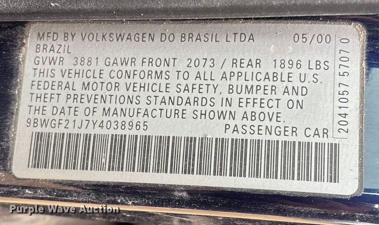 image for item FG0102 2000 Volkswagen Golf 