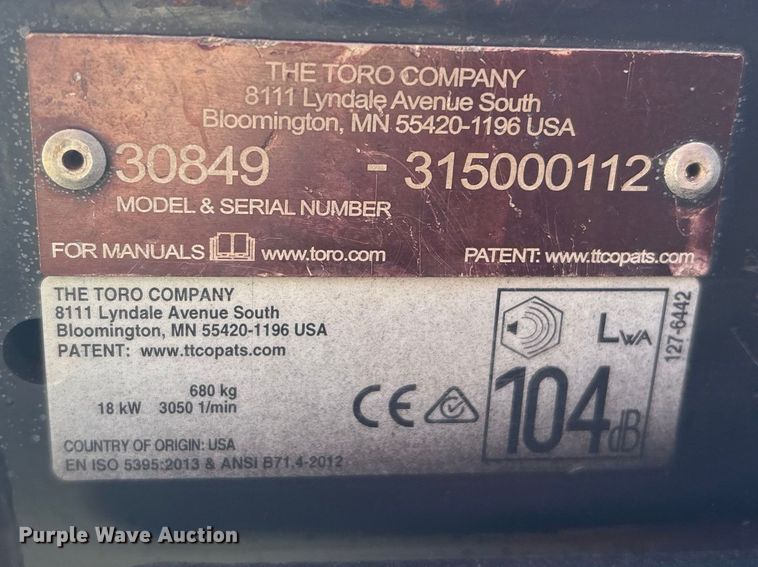 image for item FG2761 Toro Groundmaster 3505D lawn mower