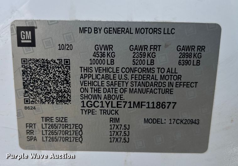 image for item FI0146 2021 Chevrolet Silverado 3500HD Crew Cab pickup truck