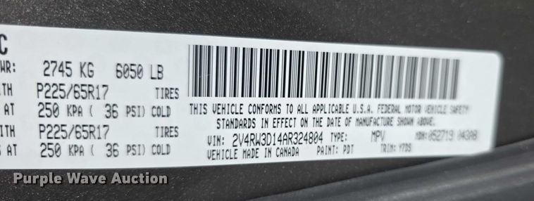 image for item FI0899 2010 Volkswagon Routan SE van