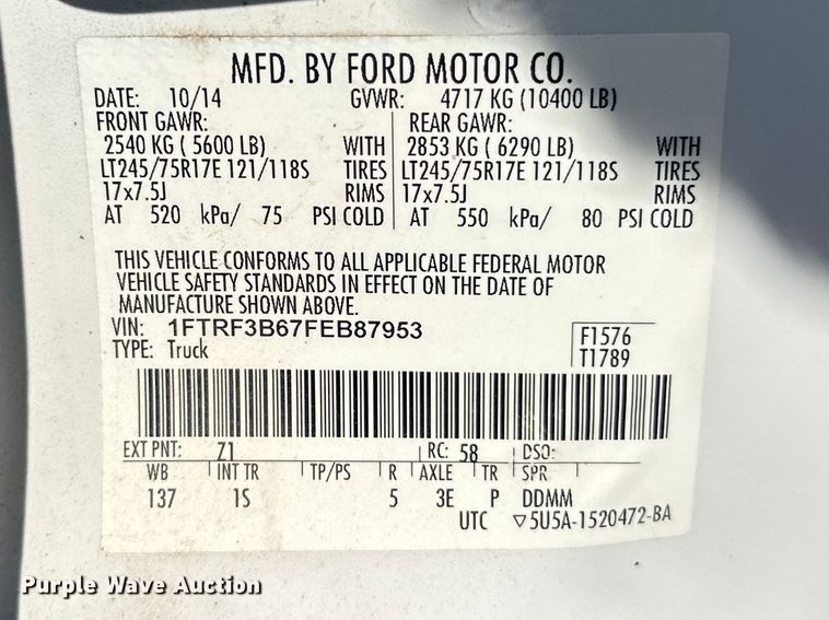 image for item FK1715 2015 Ford F350 Super Duty pickup truck