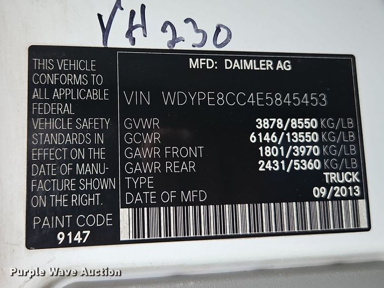 image for item FN5582 2014 Freightliner Sprinter van