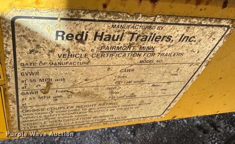 image for item NA9816 1995 Redi Haul utility trailer