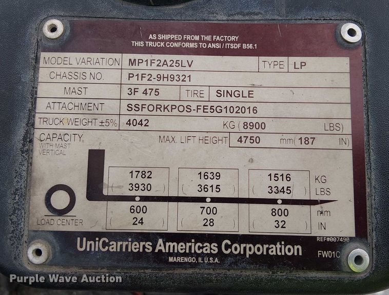 image for item NC9764 2015 Nissan PF50 forklift