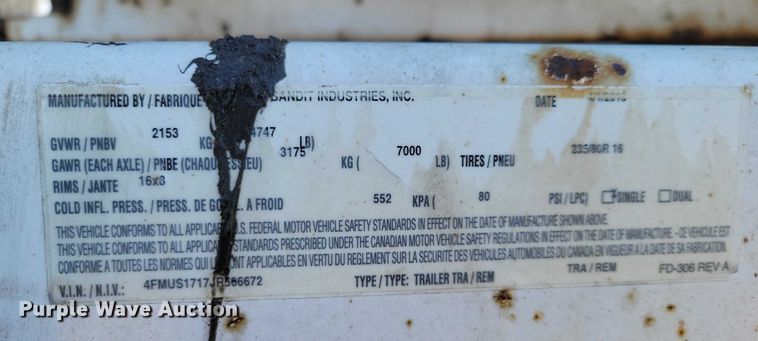 image for item NK9833 2018 Bandit wood chipper