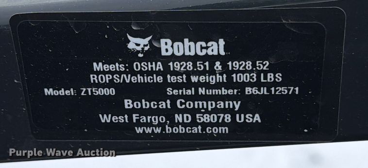 image for item YA1998 2025 Bobcat ZT5000 ZTR lawn mower