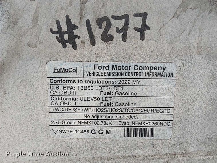 image for item YA2459 2022 Ford F150 Ext. Cab pickup truck