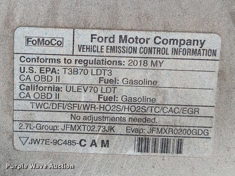 image for item YA2460 2018 Ford F150 Ext. Cab pickup truck