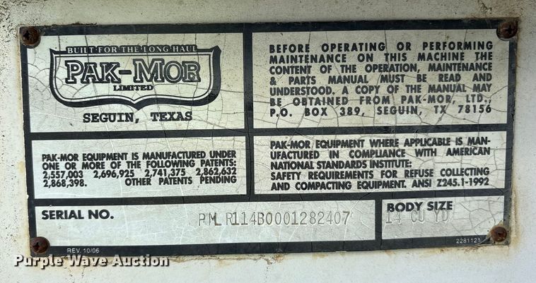 image for item YA2500 2007 Ford F650 Super Duty refuse truck