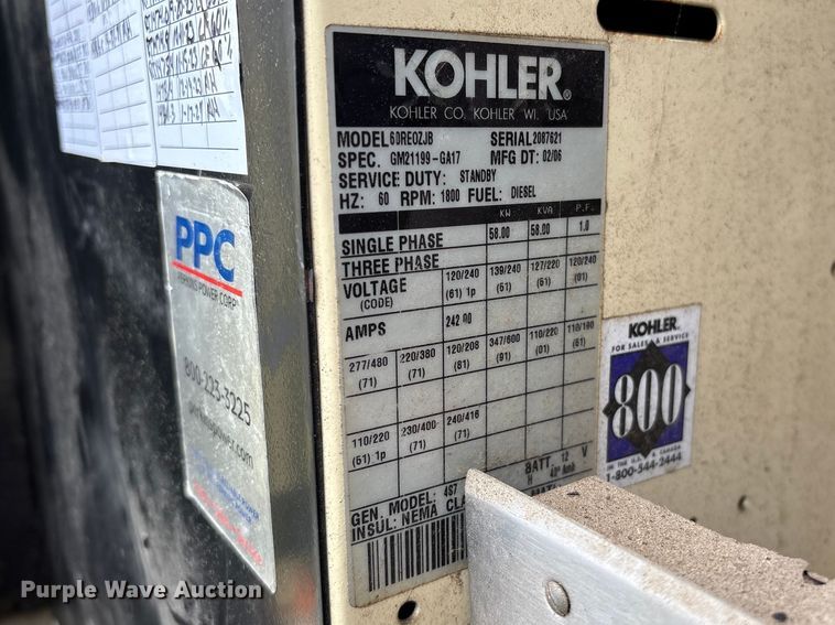 image for item YA2700 2005 Kohler Power Systems 60 generator