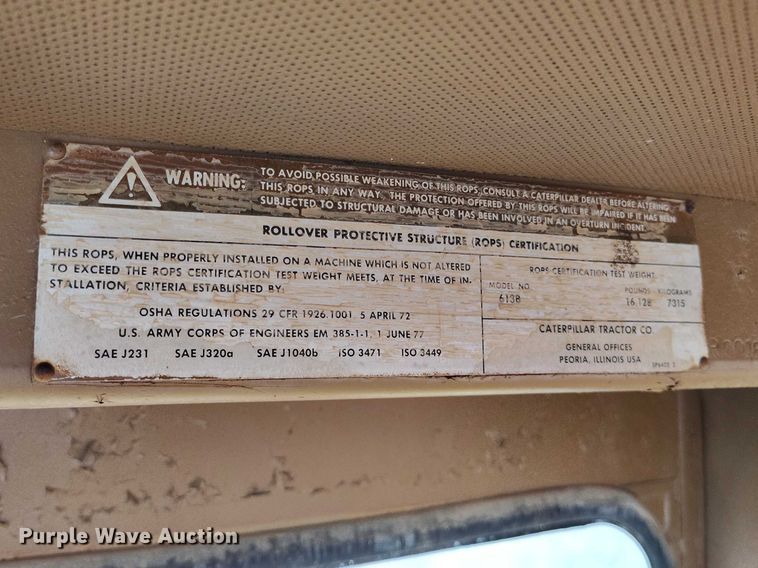 image for item BI9769 1979 Caterpillar 613B elevating scraper