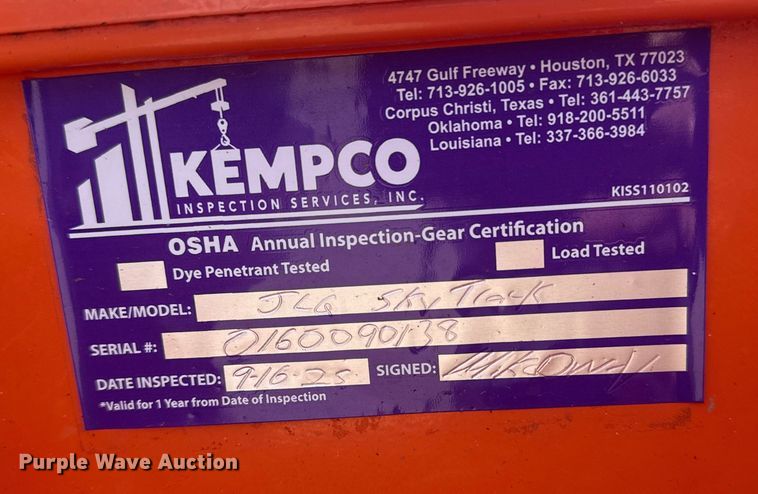 image for item DQ4257 JLG Skytrak 10052 telehandler