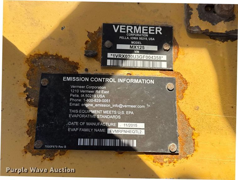 image for item DQ4321 2016 Vermeer  MX125 mud mixer