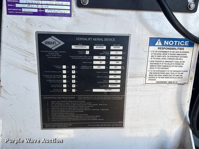 image for item DQ4325 2018 Ford Transit 350 van with bucket lift